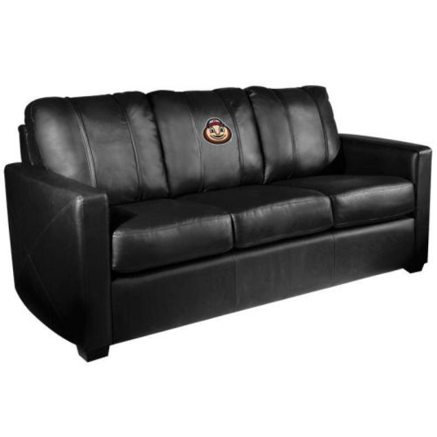 Game Room & Fan Cave * | Discount Ohio State Buckeyes Xzipit Silver Sofa With Brutus Logo