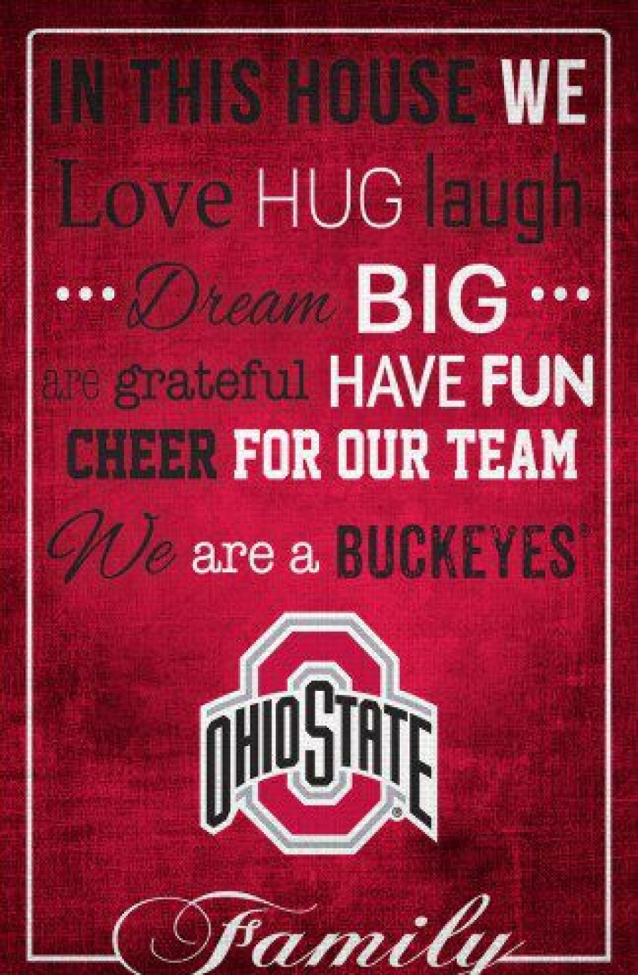 Home & Office Decor * | Discount Ohio State Buckeyes 17 X 26 In This House Sign