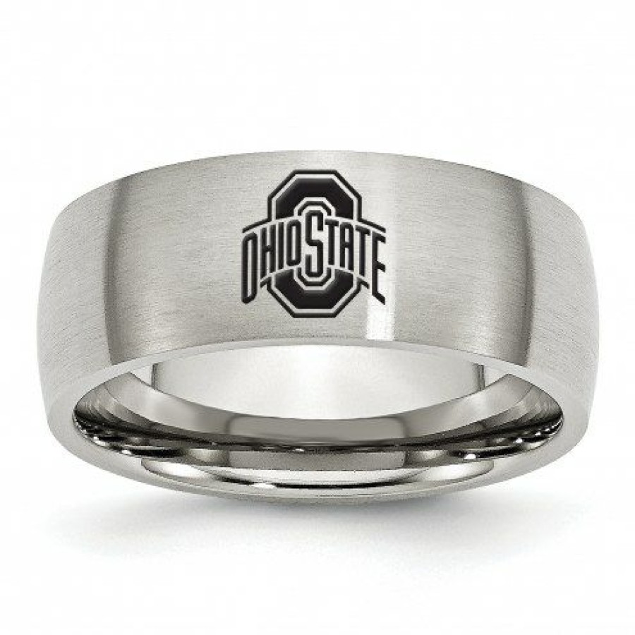 Watches & Jewelry * | Discount Ohio State Buckeyes Stainless Steel Laser Etch Ring