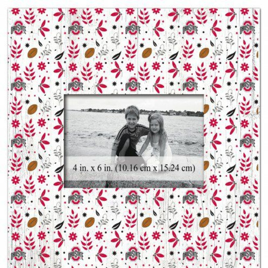 Home & Office Decor * | Discount Ohio State Buckeyes Floral Pattern 10 X 10 Picture Frame