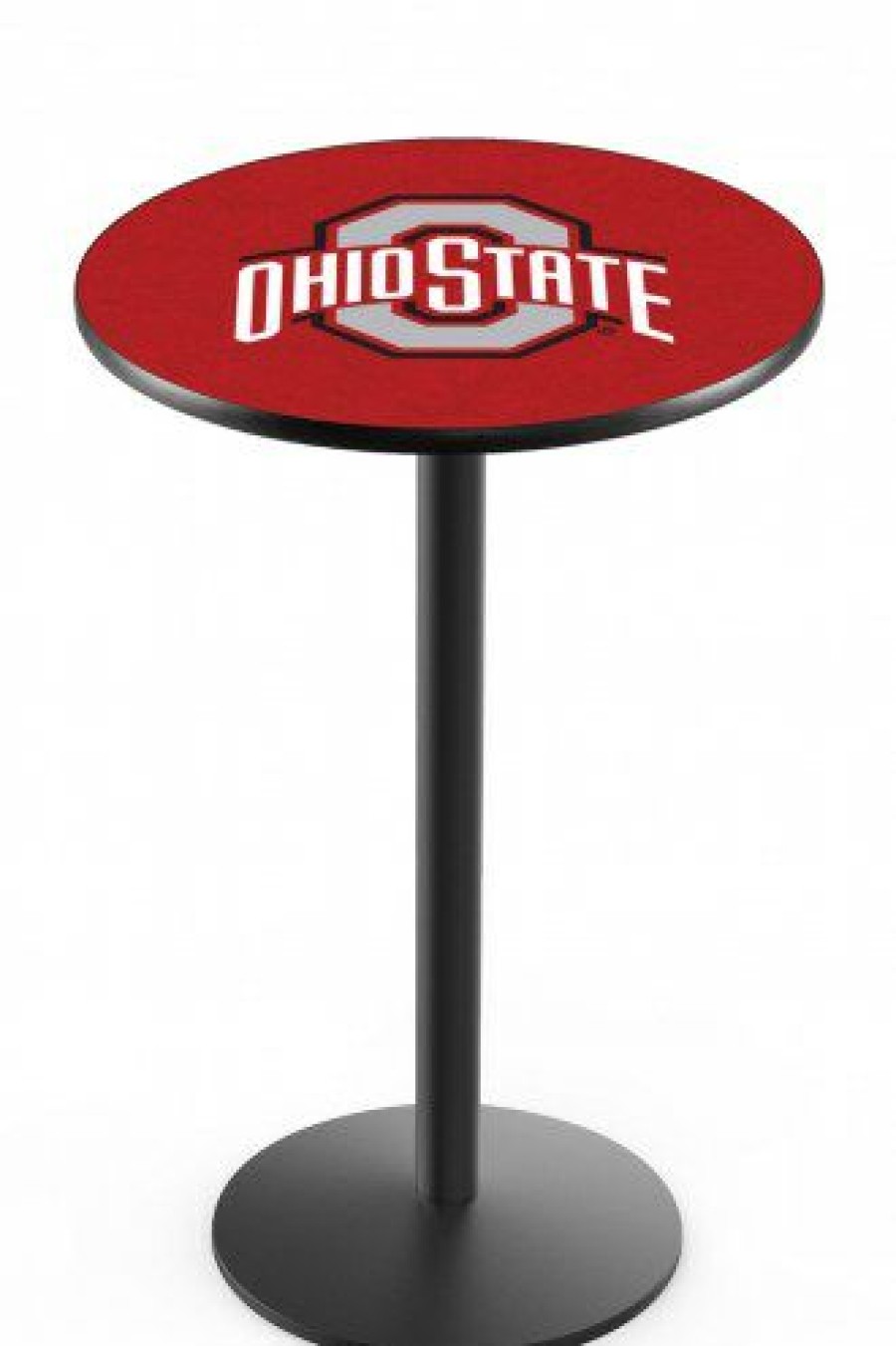 Game Room & Fan Cave * | Discount Ohio State Buckeyes Black Wrinkle Bar Table With Round Base