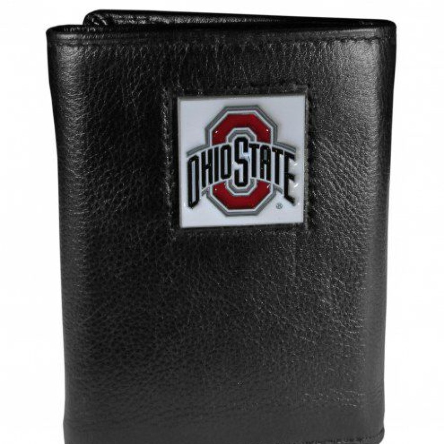 Accessories * | Discount Ohio State Buckeyes Deluxe Leather Tri-Fold Wallet