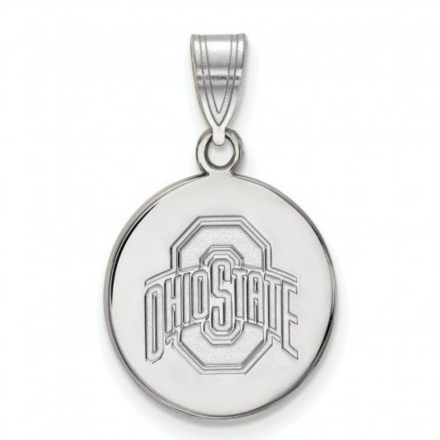 Watches & Jewelry * | Discount Ohio State Buckeyes Sterling Silver Medium Disc Pendant