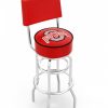 Game Room & Fan Cave * | Discount Ohio State Buckeyes Chrome Double Ring Swivel Barstool With Back