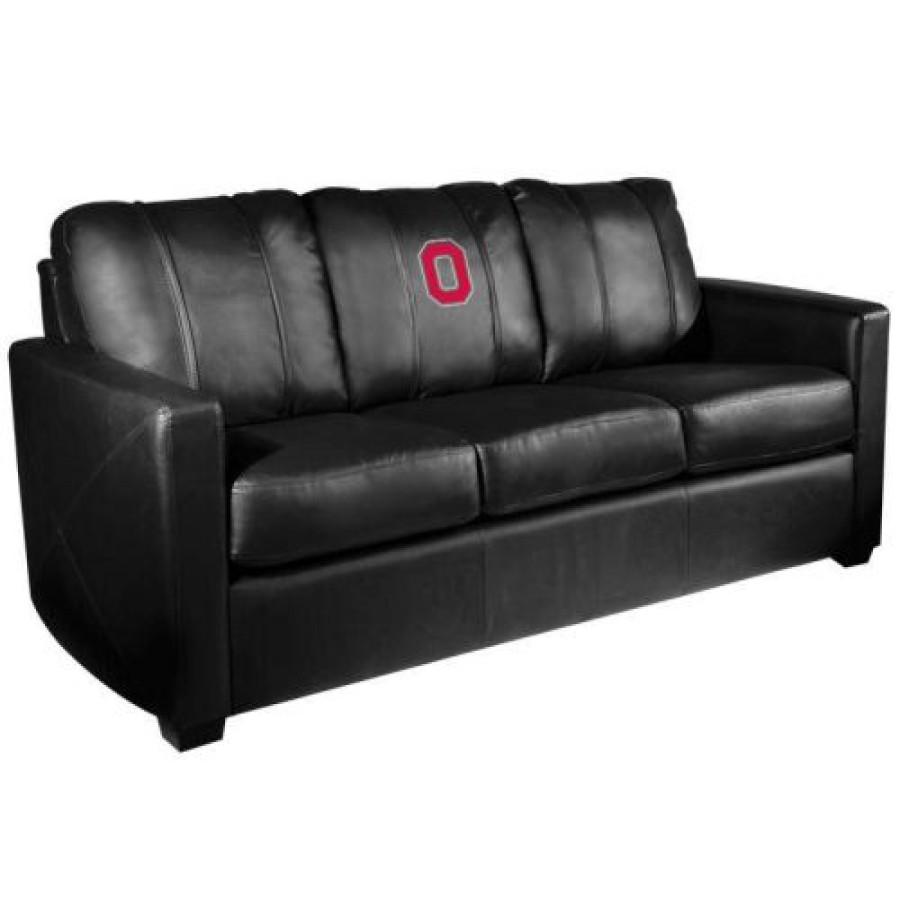 Game Room & Fan Cave * | Discount Ohio State Buckeyes Xzipit Silver Sofa With Block O Logo