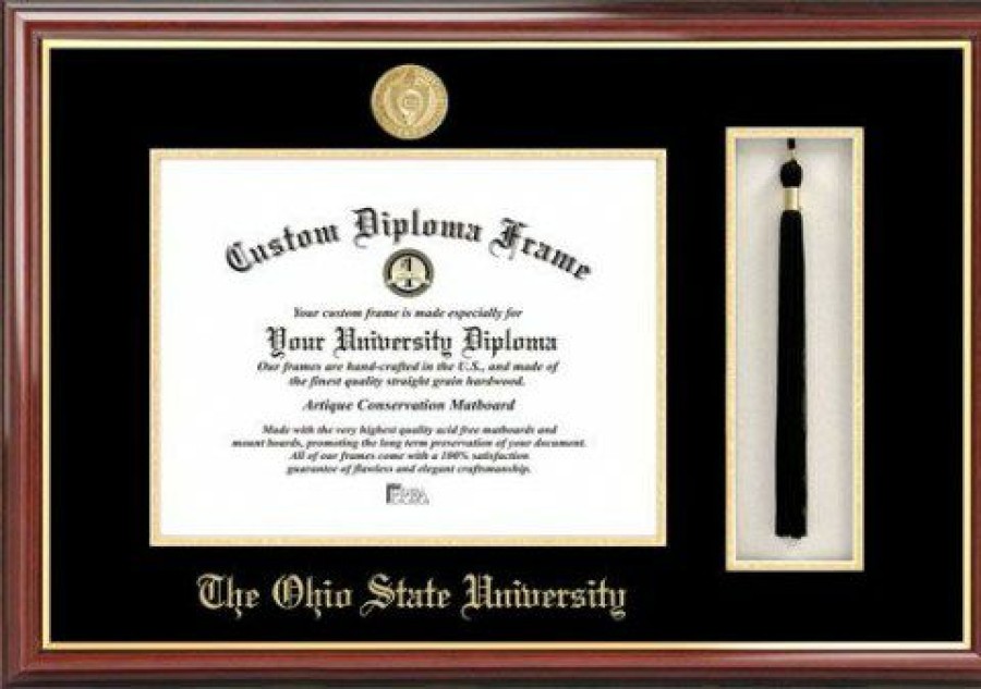 Home & Office Decor * | Discount Ohio State Buckeyes Diploma Frame & Tassel Box