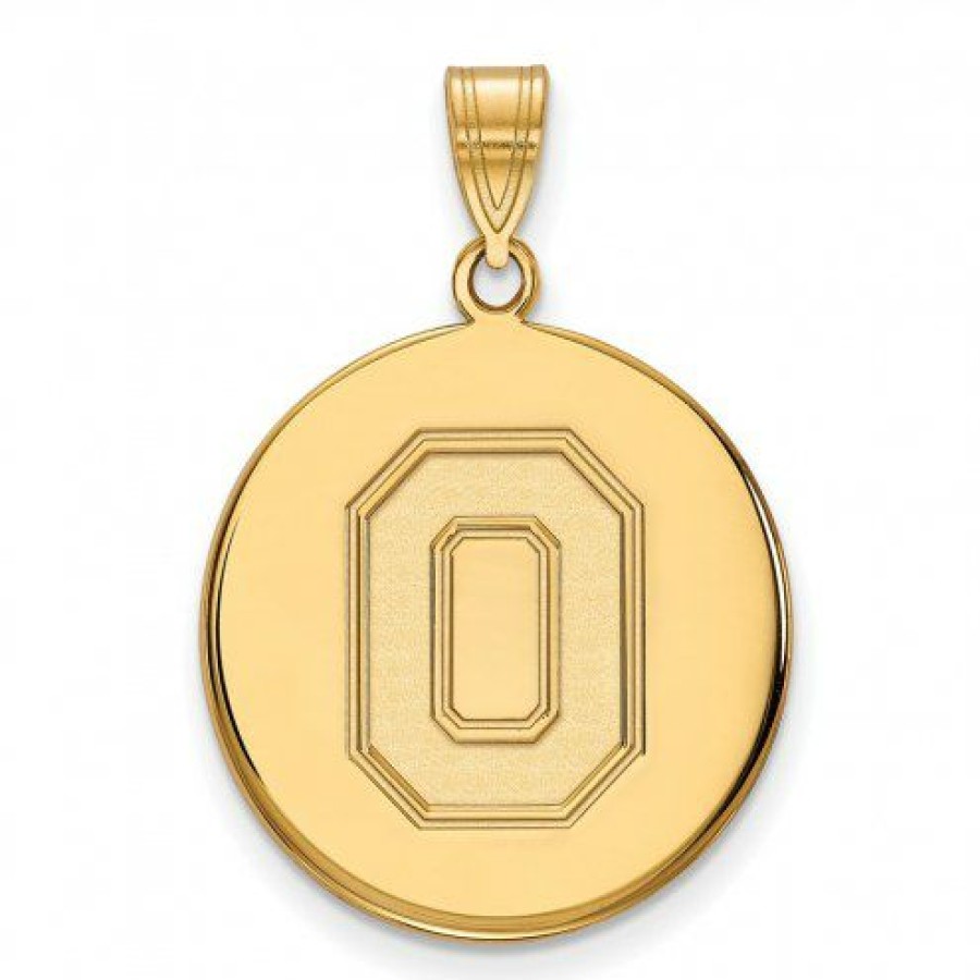 Watches & Jewelry * | Discount Ohio State Buckeyes Sterling Silver Gold Plated Large Disc Pendant