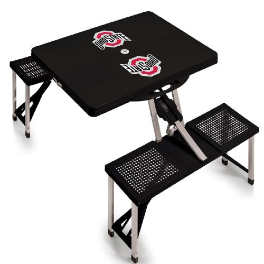 Tailgating & Stadium Gear * | Discount Ohio State Buckeyes Black Sports Folding Picnic Table