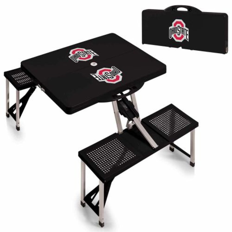 Tailgating & Stadium Gear * | Discount Ohio State Buckeyes Black Sports Folding Picnic Table