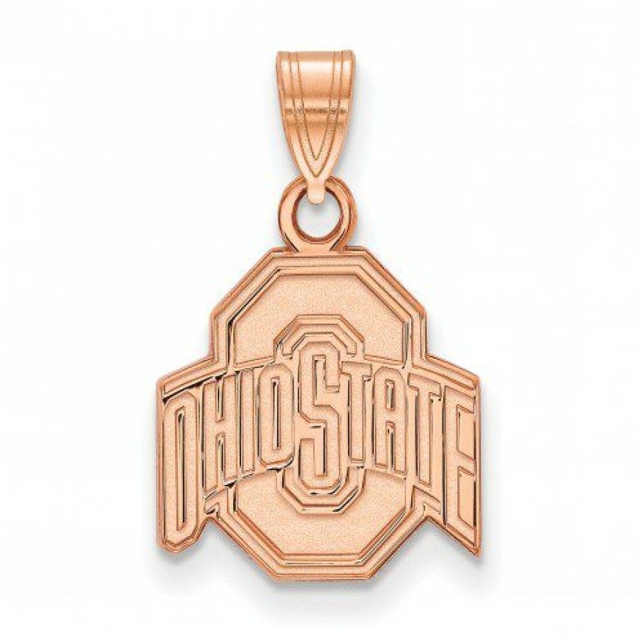 Watches & Jewelry * | Discount Ohio State Buckeyes Sterling Silver Rose Gold Plated Small Pendant