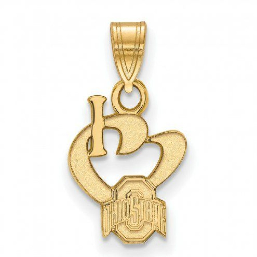 Watches & Jewelry * | Discount Ohio State Buckeyes Sterling Silver Gold Plated Small I Love Logo Pendant