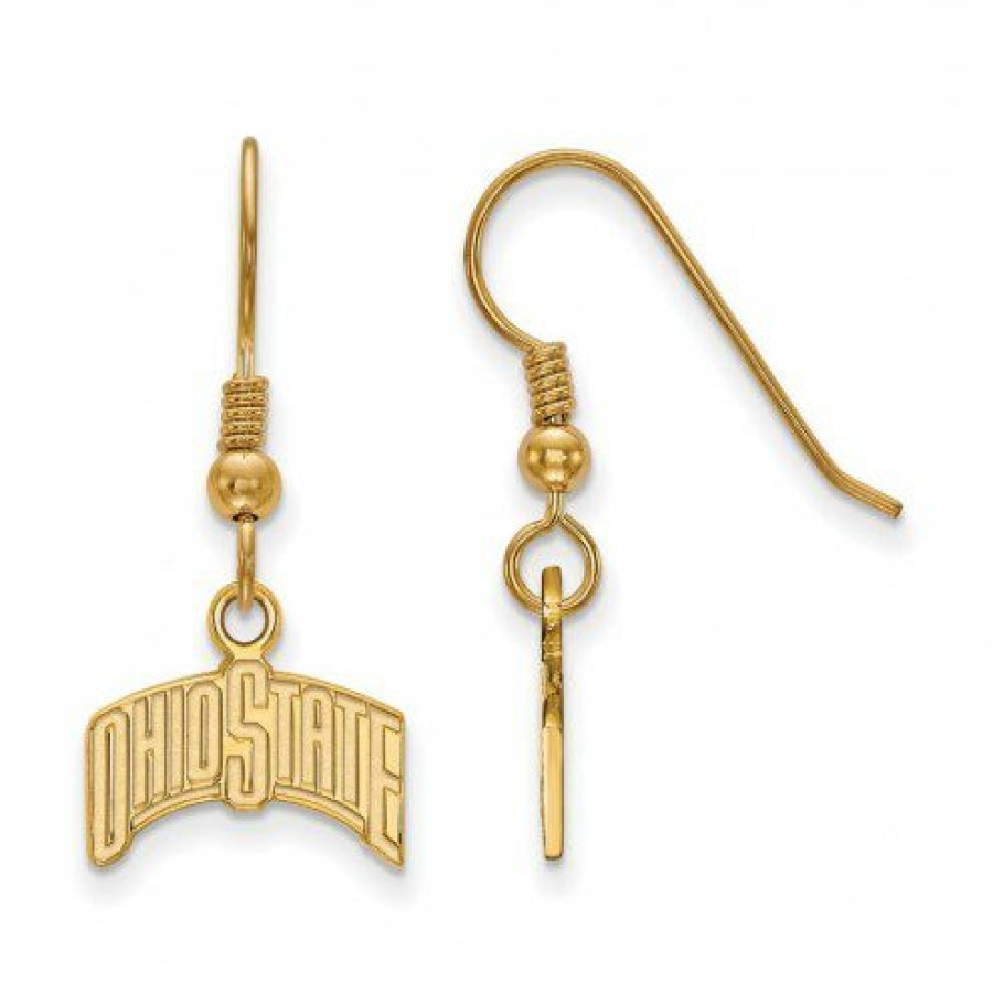 Watches & Jewelry * | Discount Ohio State Buckeyes Sterling Silver Gold Plated Small Dangle Earrings