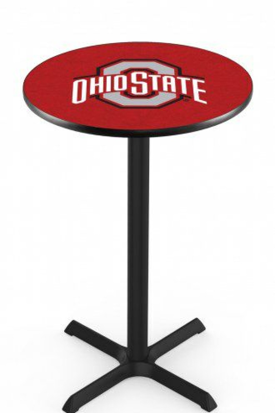 Game Room & Fan Cave * | Discount Ohio State Buckeyes Black Wrinkle Bar Table With Cross Base