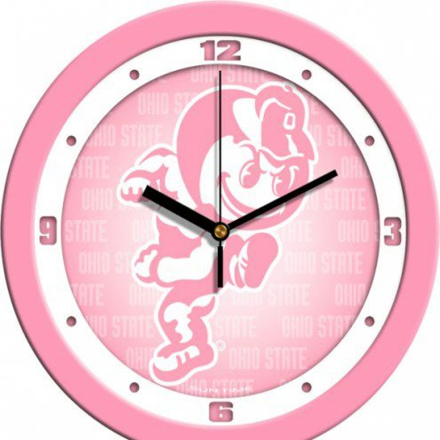 Home & Office Decor * | Discount Ohio State Buckeyes Pink Wall Clock