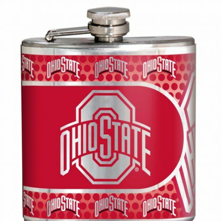 Kitchen & Bar Accessories * | Discount Ohio State Buckeyes Hi-Def Stainless Steel Flask