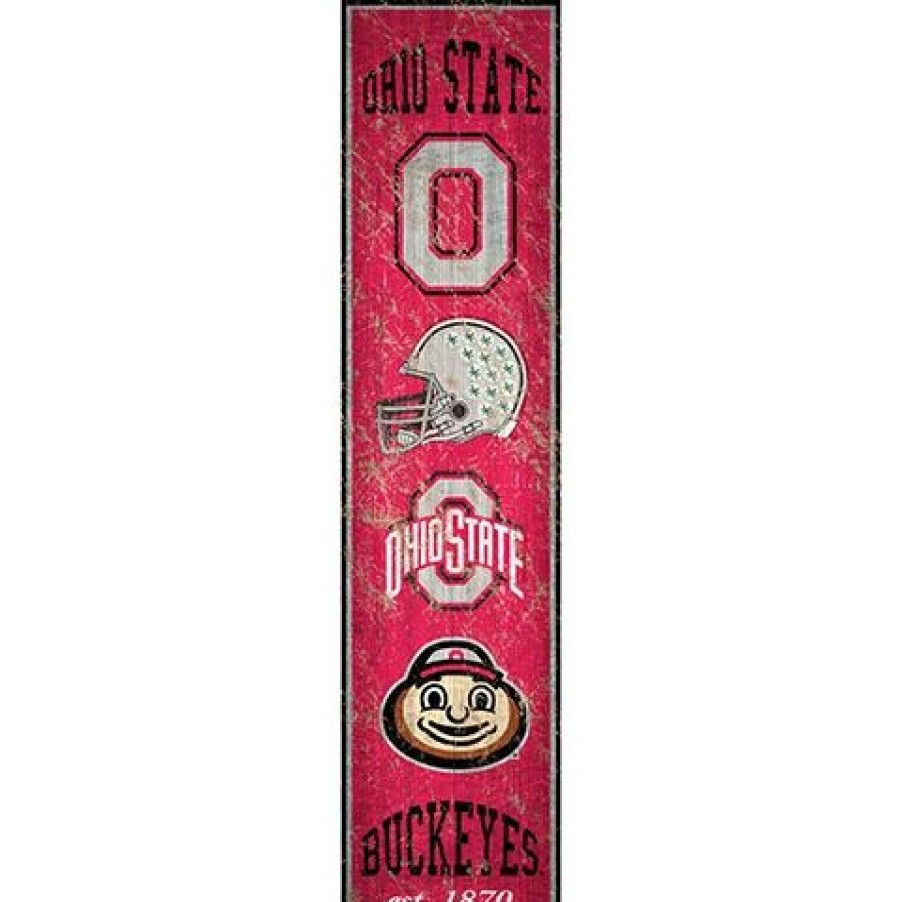 Home & Office Decor * | Discount Ohio State Buckeyes Heritage Banner Vertical Sign