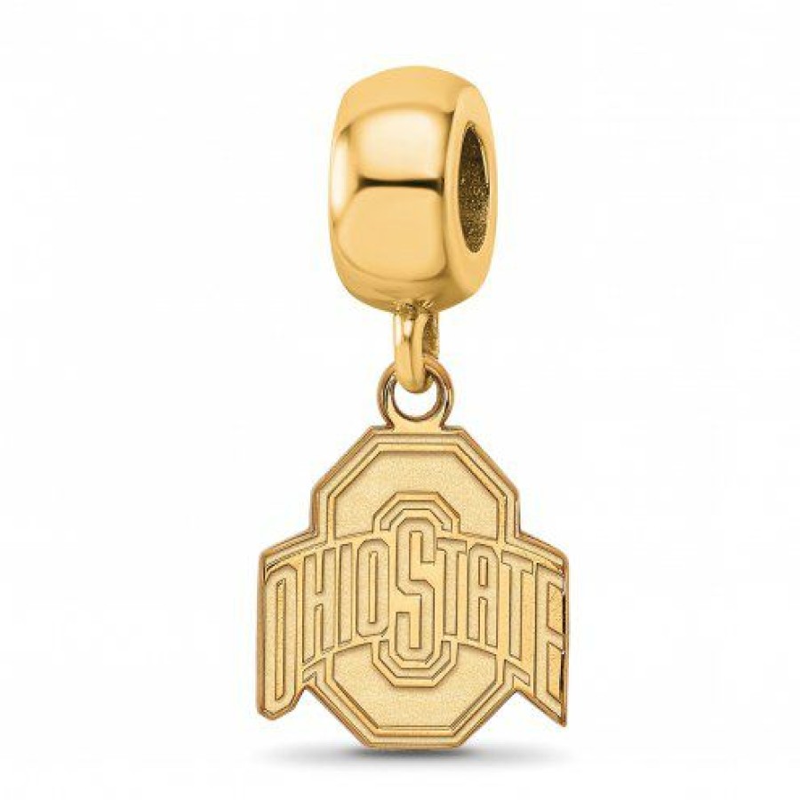 Watches & Jewelry * | Discount Ohio State Buckeyes Sterling Silver Gold Plated Small Dangle Bead