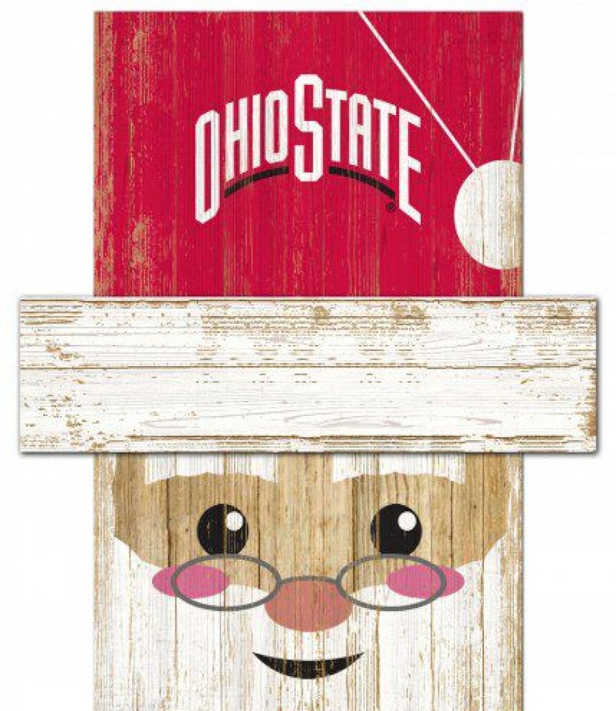 Home & Office Decor * | Discount Ohio State Buckeyes 6 X 5 Santa Head