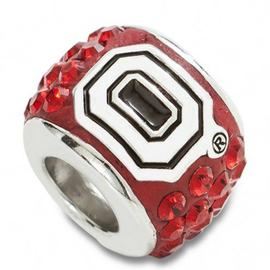 Watches & Jewelry * | Discount Ohio State Buckeyes Sterling Silver Charm Bead