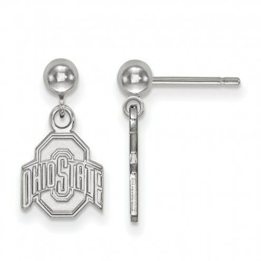 Watches & Jewelry * | Discount Ohio State Buckeyes Sterling Silver Dangle Ball Earrings