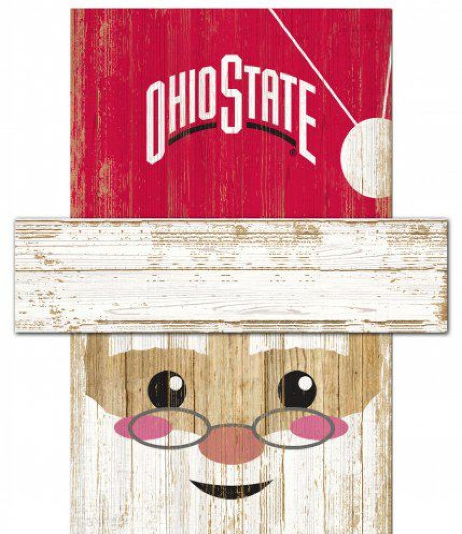 Home & Office Decor * | Discount Ohio State Buckeyes Santa Head Sign