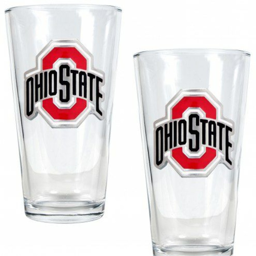 Kitchen & Bar Accessories * | Discount Ohio State Buckeyes College 16 Oz. Pint Glass 2-Piece Set