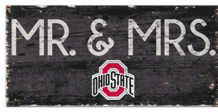 Home & Office Decor * | Discount Ohio State Buckeyes 6 X 12 Mr. & Mrs. Sign