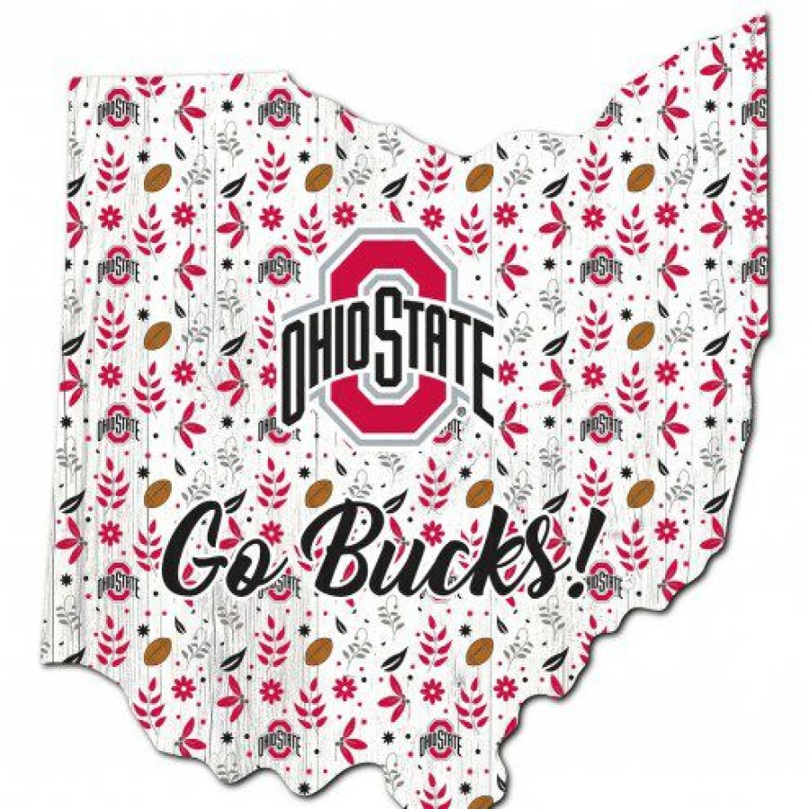 Home & Office Decor * | Discount Ohio State Buckeyes 12 Floral State Sign