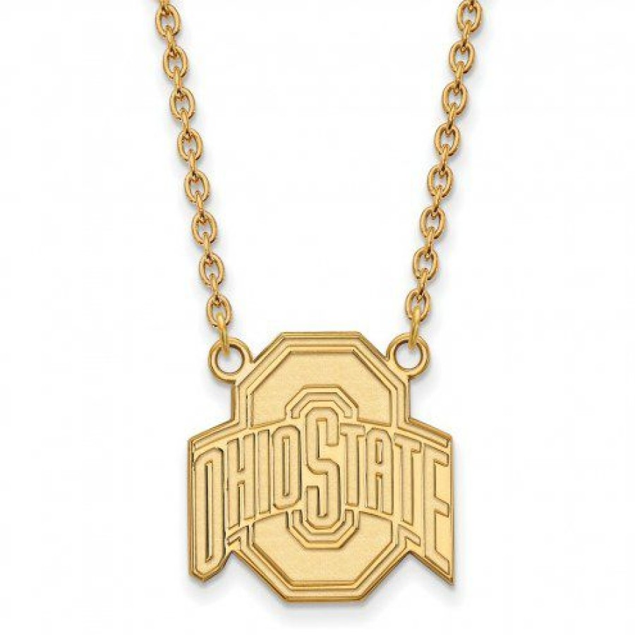 Watches & Jewelry * | Discount Ohio State Buckeyes Ncaa Sterling Silver Gold Plated Large Pendant Necklace