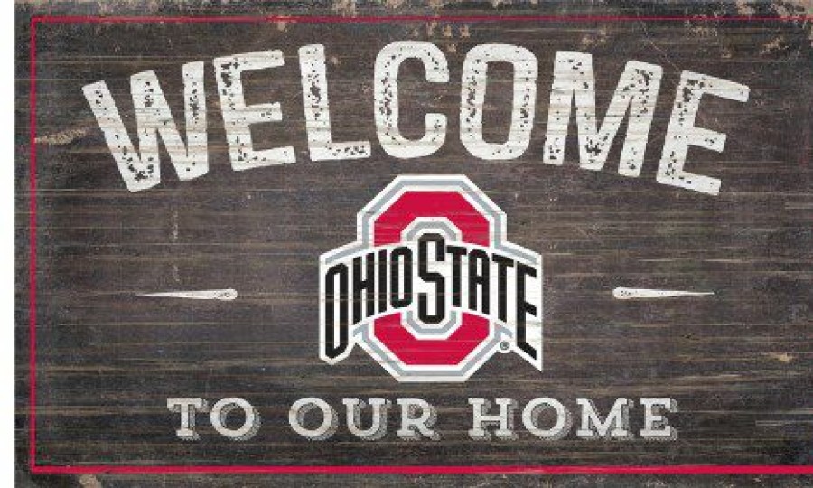 Home & Office Decor * | Discount Ohio State Buckeyes 11 X 19 Welcome To Our Home Sign