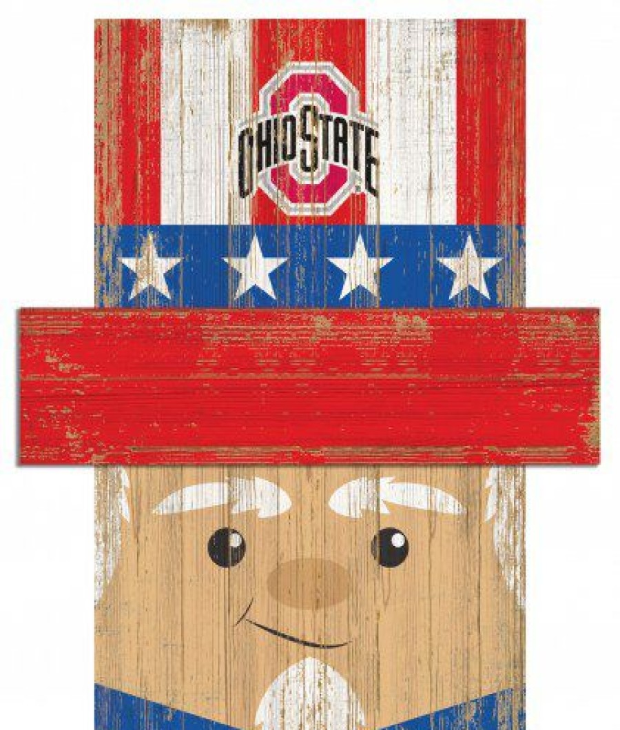 Home & Office Decor * | Discount Ohio State Buckeyes 6 X 5 Patriotic Head