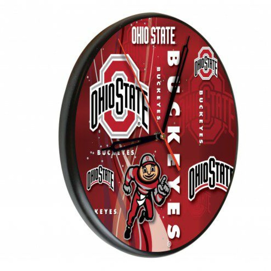 Home & Office Decor * | Discount Ohio State Buckeyes Digitally Printed Wood Clock