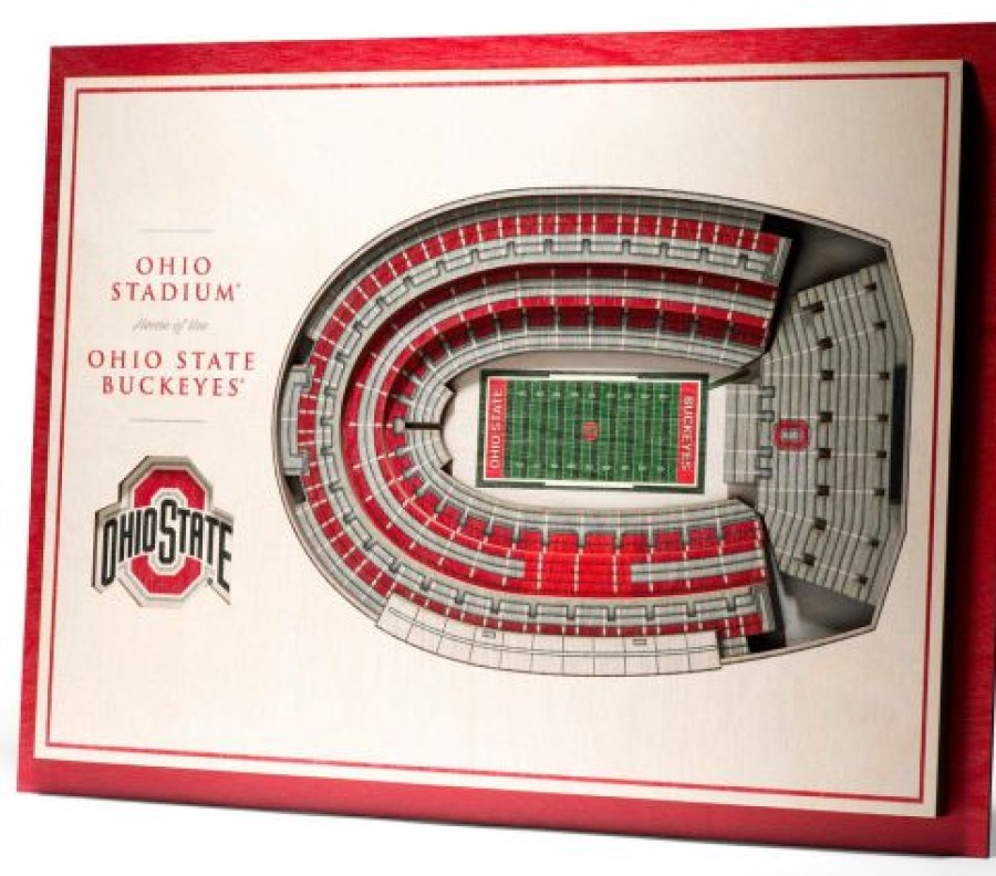 Home & Office Decor * | Discount Ohio State Buckeyes 5-Layer Stadiumviews 3D Wall Art