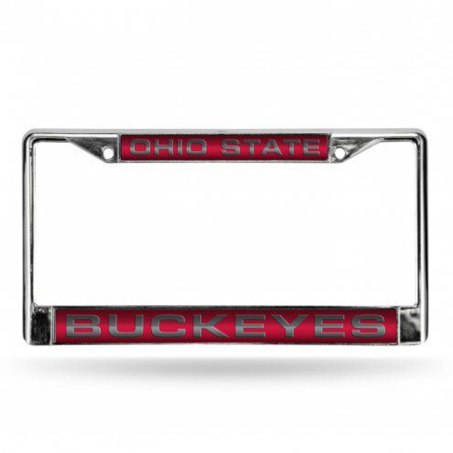 Car Accessories * | Discount Ohio State Buckeyes Laser Chrome License Plate Frame