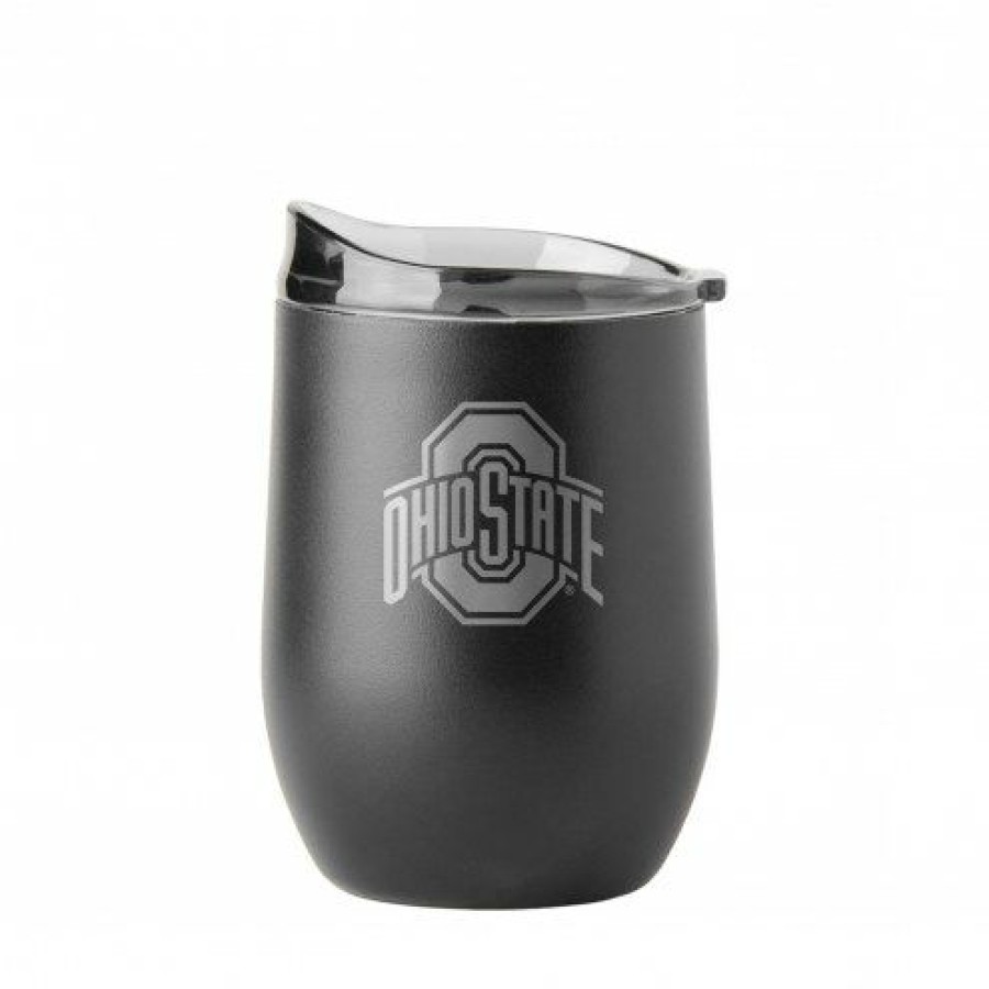 Kitchen & Bar Accessories * | Discount Ohio State Buckeyes 16 Oz. Etch Black Powder Coat Curved Beverage Tumbler