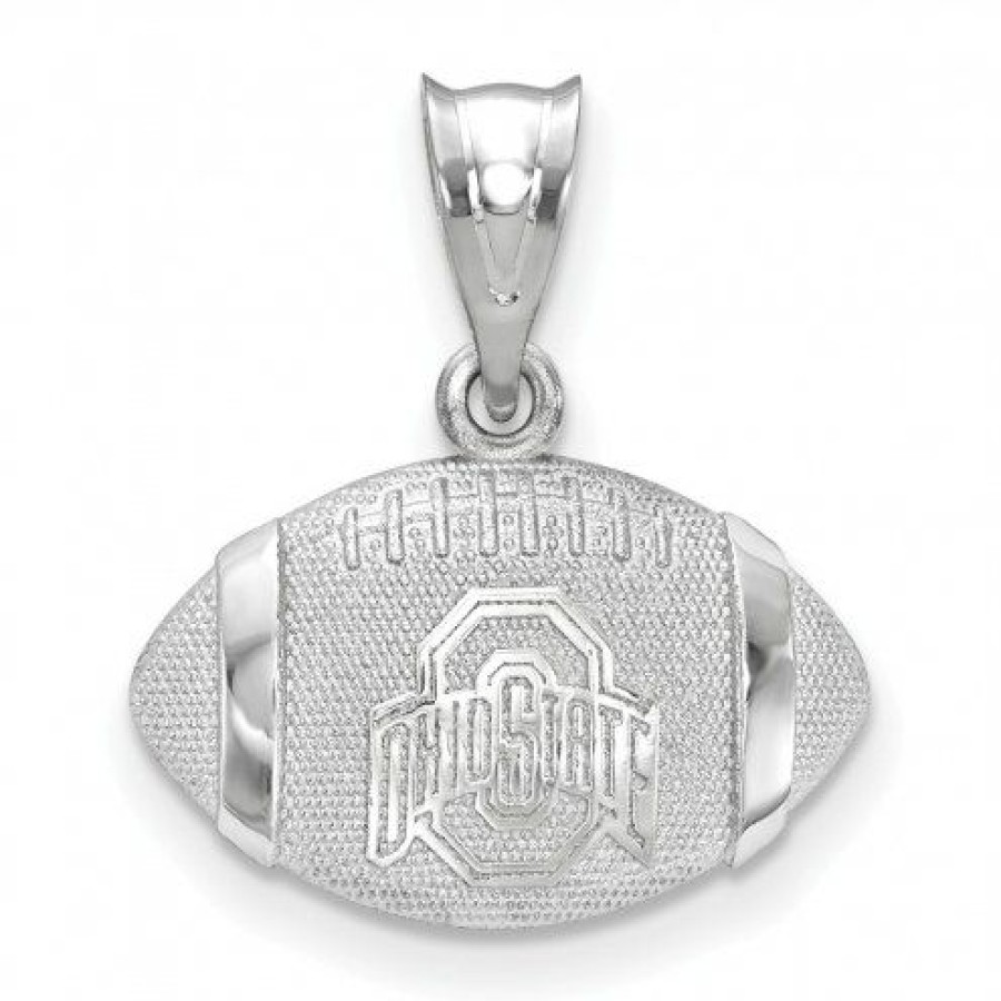 Watches & Jewelry * | Discount Ohio State Buckeyes Sterling Silver Football With Logo Pendant