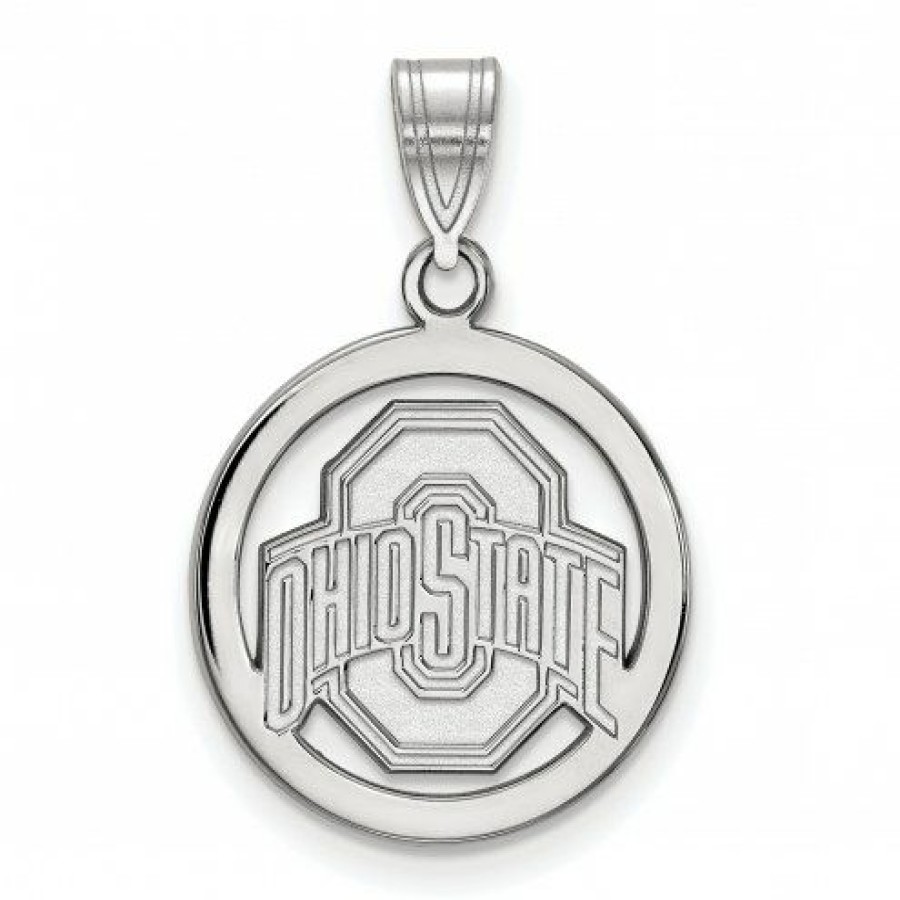 Watches & Jewelry * | Discount Ohio State Buckeyes Sterling Silver Circle Pendant