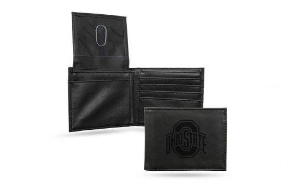 Accessories * | Discount Ohio State Buckeyes Laser Engraved Black Billfold Wallet