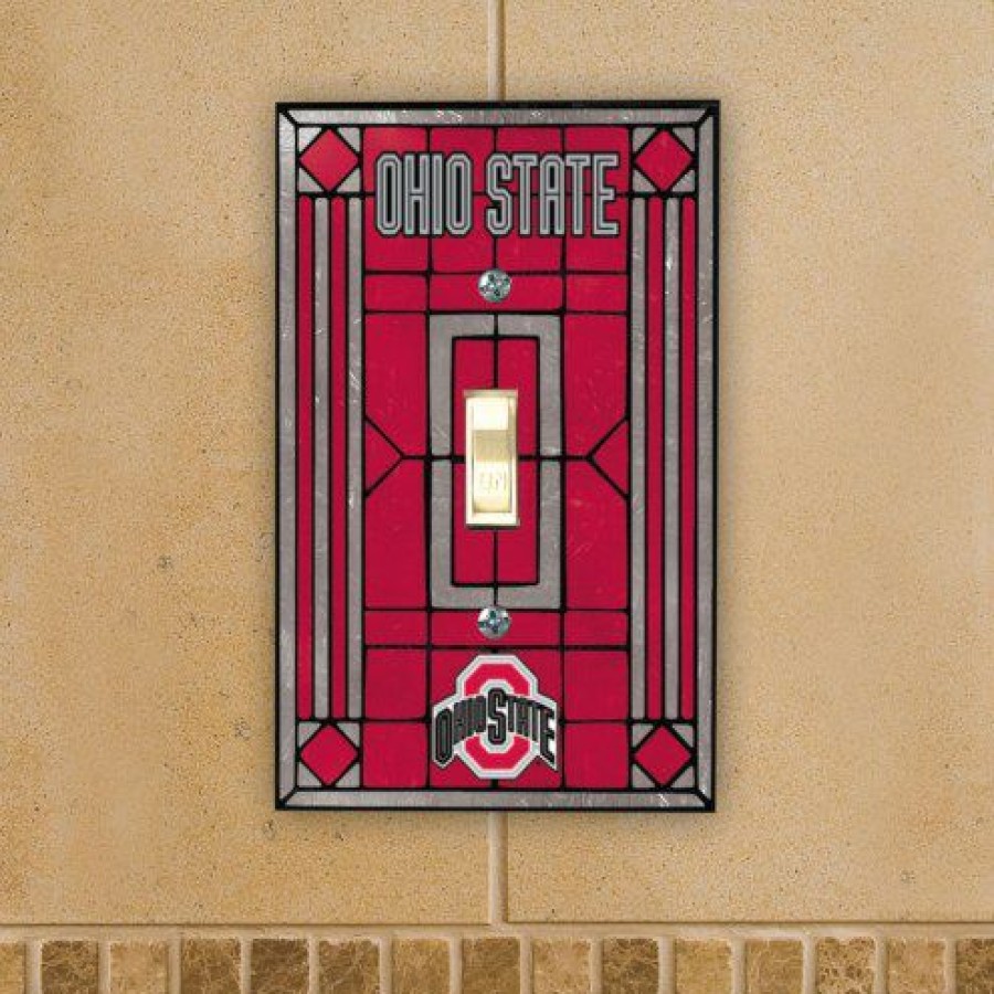 Home & Office Decor * | Discount Ohio State Buckeyes Glass Single Light Switch Plate Cover