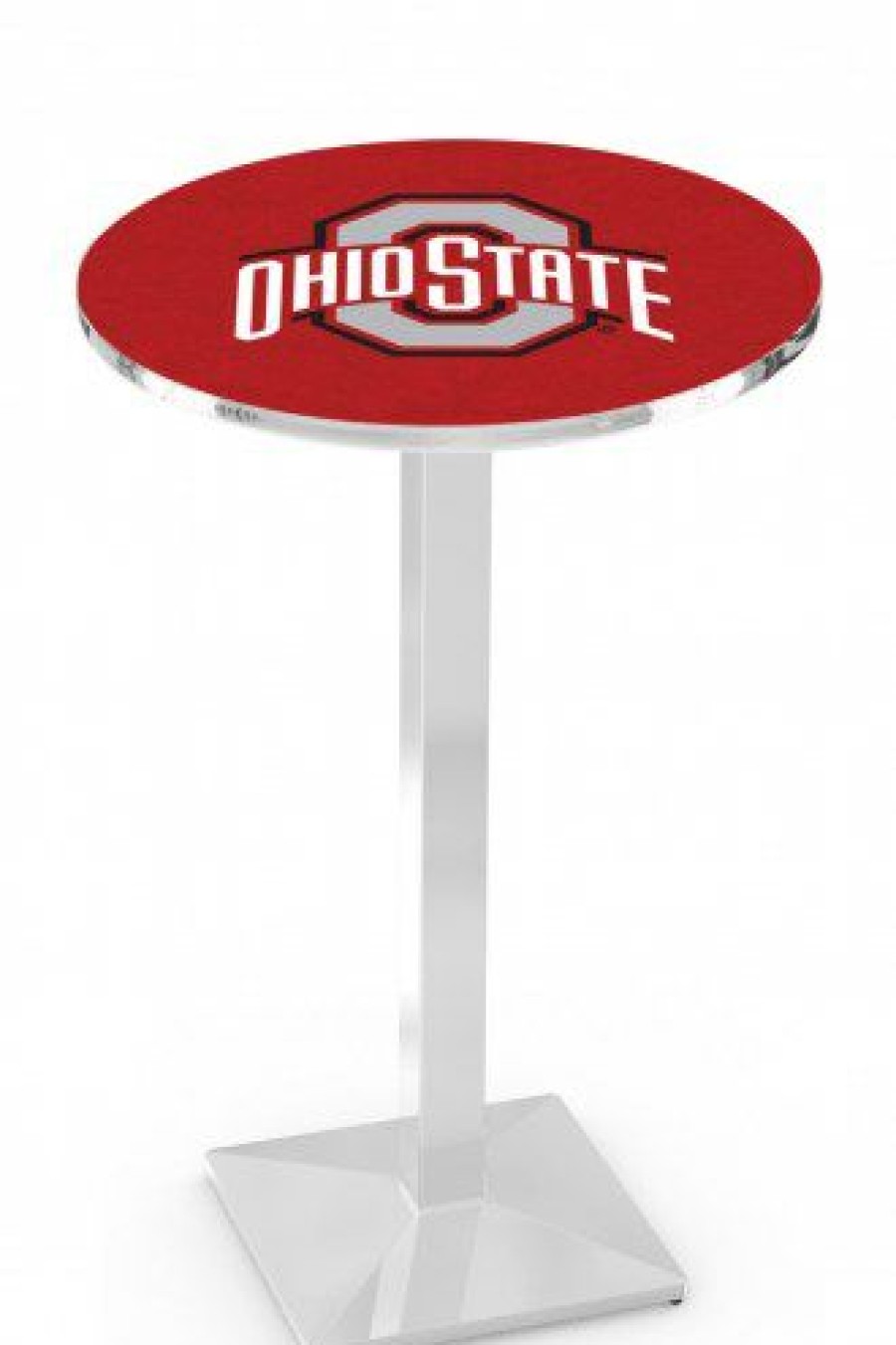 Game Room & Fan Cave * | Discount Ohio State Buckeyes Chrome Bar Table With Square Base