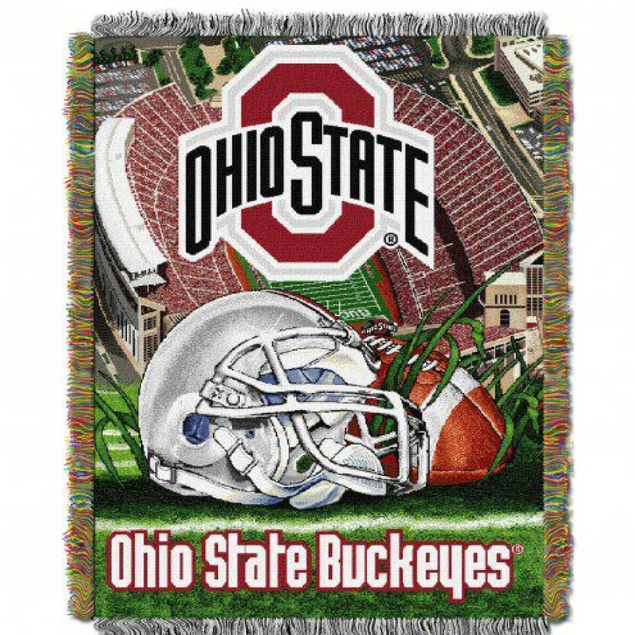 Bed & Bath * | Discount Ohio State Buckeyes Ncaa Woven Tapestry Throw / Blanket