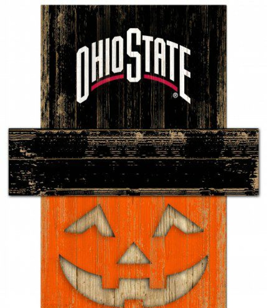 Home & Office Decor * | Discount Ohio State Buckeyes 6 X 5 Pumpkin Head