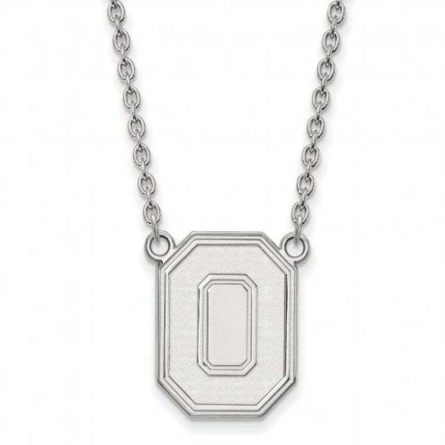 Watches & Jewelry * | Discount Ohio State Buckeyes Sterling Silver Large Pendant Necklace