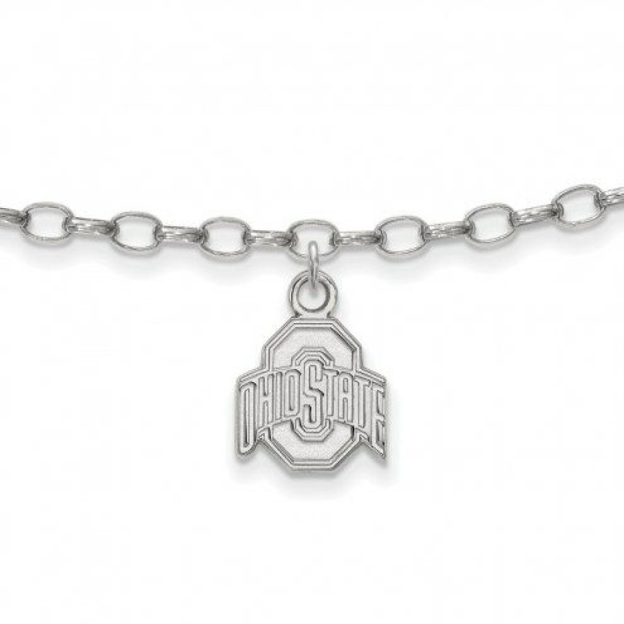 Watches & Jewelry * | Discount Ohio State Buckeyes Sterling Silver Anklet