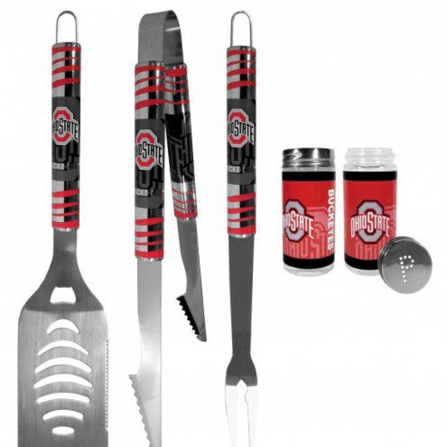 Tailgating & Stadium Gear * | Discount Ohio State Buckeyes 3 Piece Tailgater Bbq Set And Salt And Pepper Shaker Set