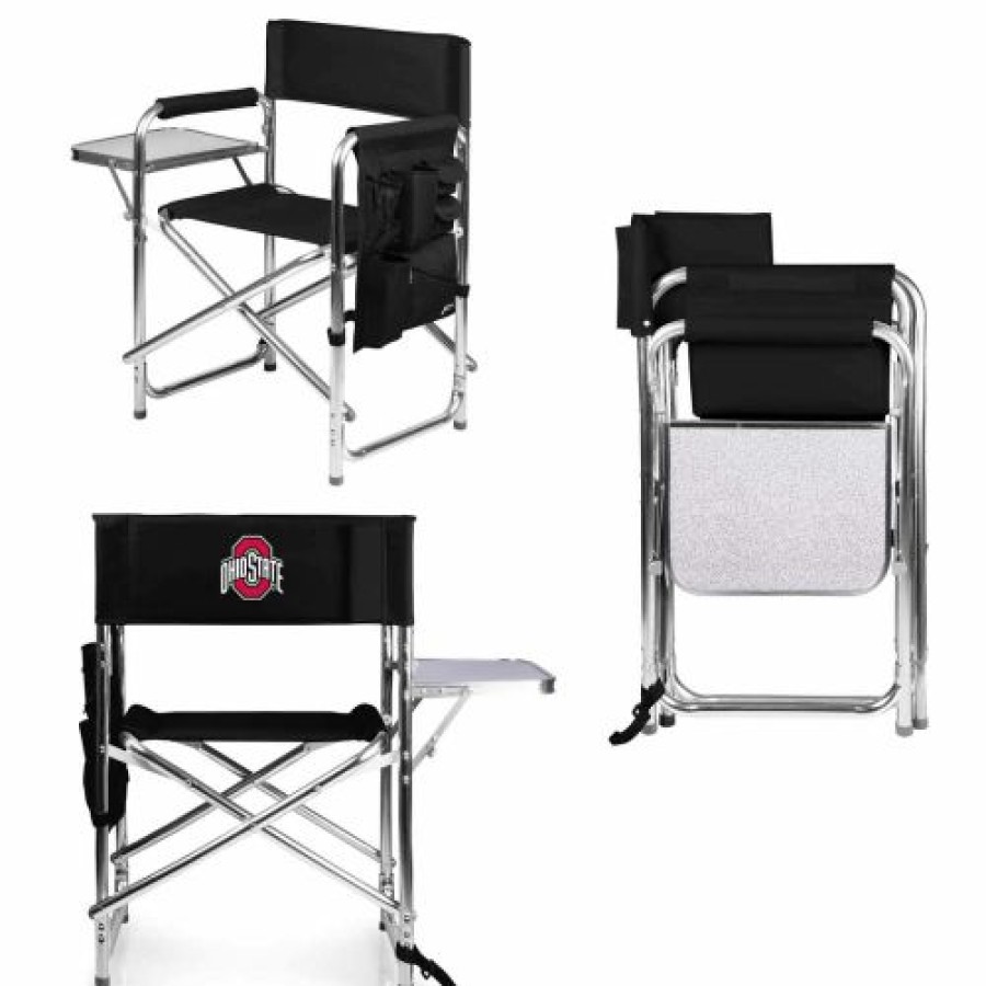 Tailgating & Stadium Gear * | Discount Ohio State Buckeyes Ncaa Black Sports Folding Chair