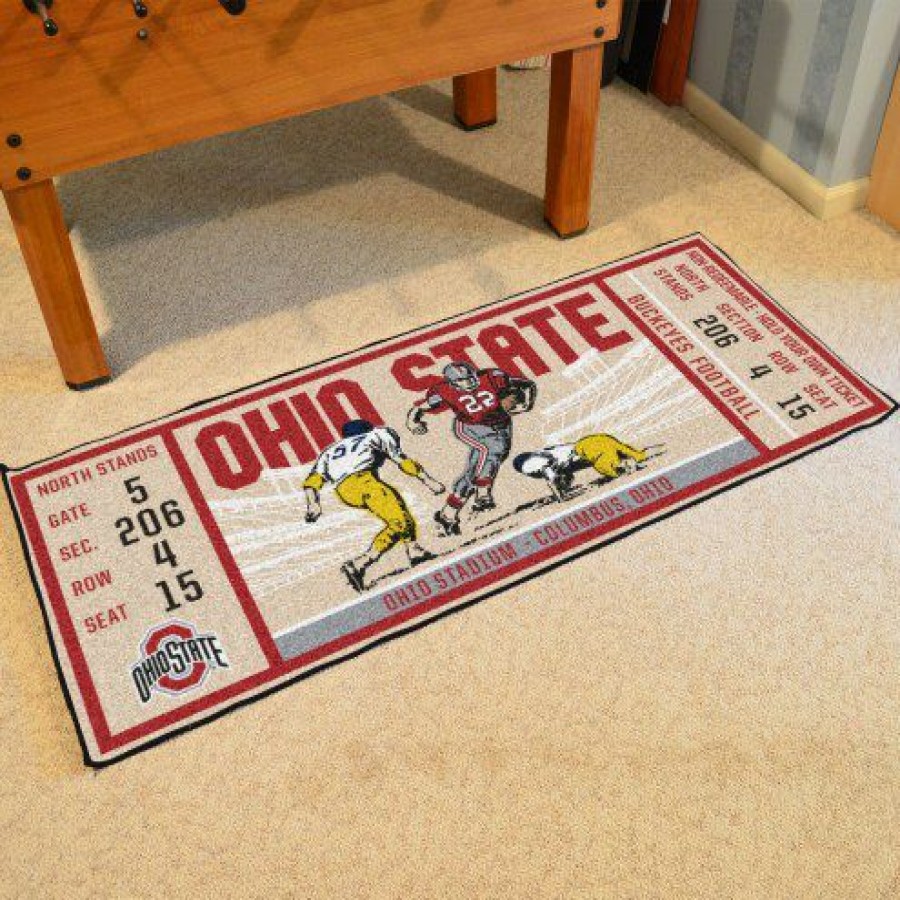 Home & Office Decor * | Discount Ohio State Buckeyes Ticket Runner Rug