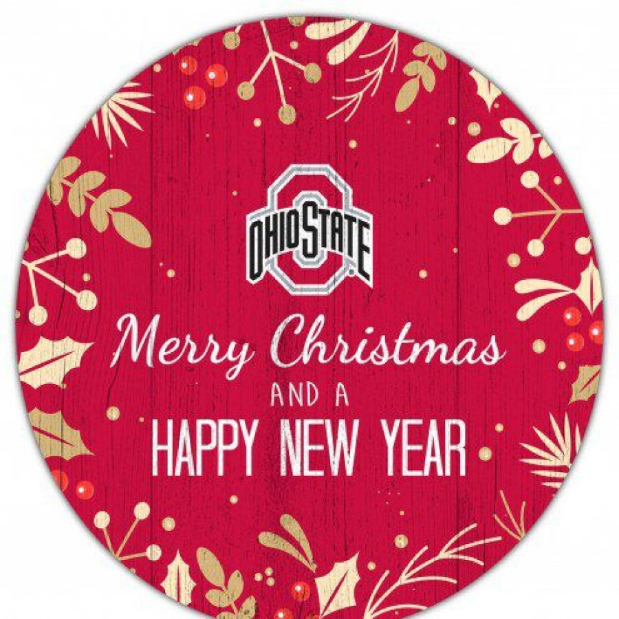 Home & Office Decor * | Discount Ohio State Buckeyes 12 Merry Christmas & Happy New Year Sign