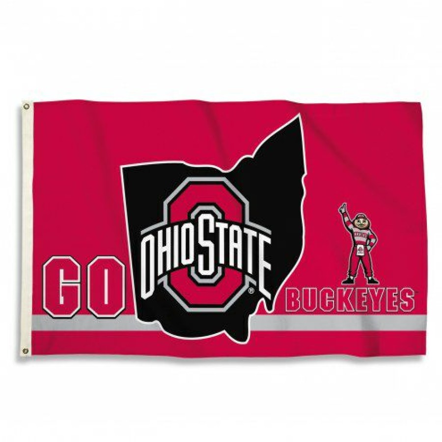 Tailgating & Stadium Gear * | Discount Ohio State Buckeyes 3 X 5 State Outline Flag