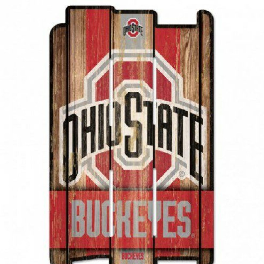 Home & Office Decor * | Discount Ohio State Buckeyes Wood Fence Sign